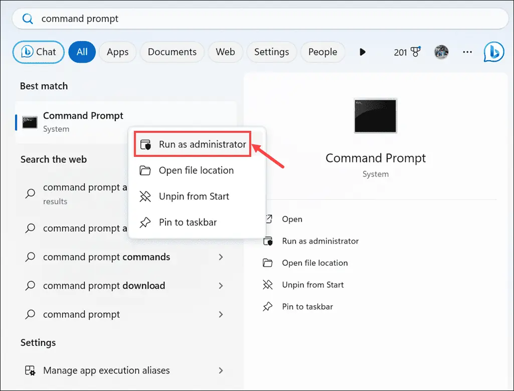 رفع خطای بهروزرسانی ویندوز 11 در 6 مرحله ساده 26 Run as administrator Command Prompt رفع خطای بهروزرسانی ویندوز 11 در 6 مرحله ساده تیر 1405 25