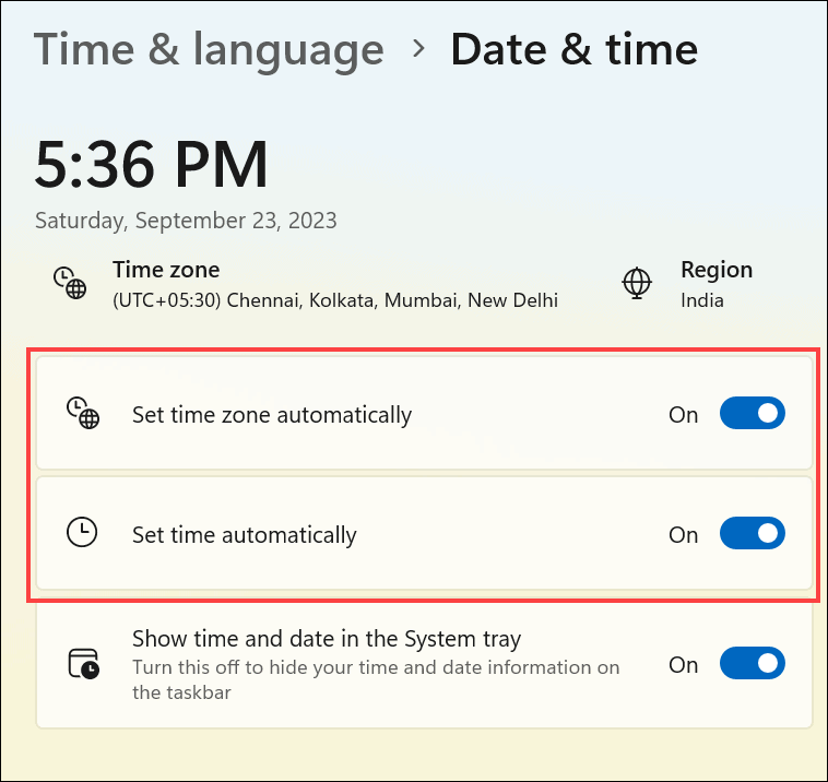 رفع خطای بهروزرسانی ویندوز 11 در 6 مرحله ساده 10 set time and time zone automatically رفع خطای بهروزرسانی ویندوز 11 در 6 مرحله ساده تیر 1405 9